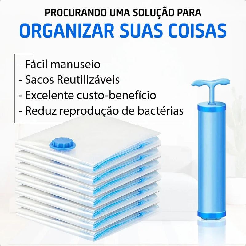 Kit 5 Sacos a Vácuo para Roupas com Bomba Manual 