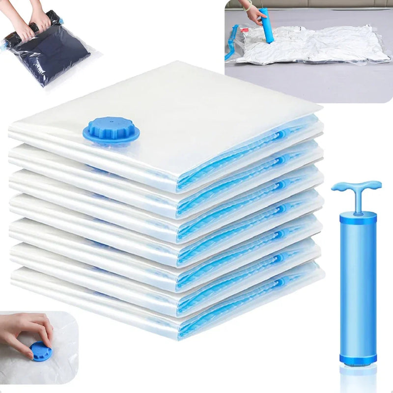 Kit 5 Sacos a Vácuo para Roupas com Bomba Manual 