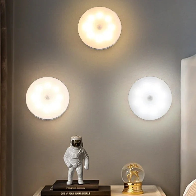 Luminária LED Sem Fio com Sensor de Presença – Recarregável por USB, Instalação Fácil e Automática (3 Unidades)